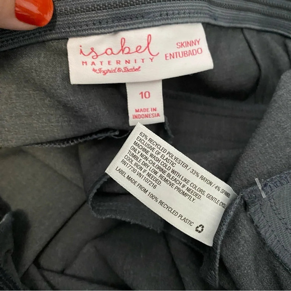 ✨NWT Isabel Maternity Gray Under Belly Inset Panel Skinny Trouser Pants Size 10 - Picture 5 of 10